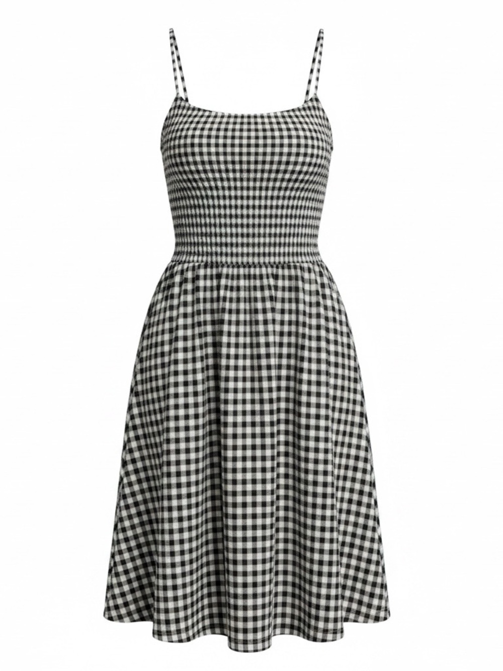 Tommy Hilfiger Black and White Gingham Sundress with Spaghetti Straps